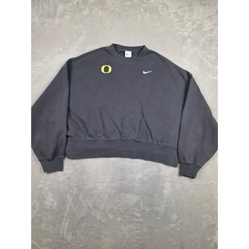 Nike Sweatshirt Womens Medium Grey Oregon Ducks Cropped Fleece DJ8525-060